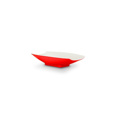 Bon Chef Melamine Curves Bowl - Red Outside/White Inside 10 1/2" X 6 1/8" X 2 1/2" 24 Oz 53702-2ToneRed